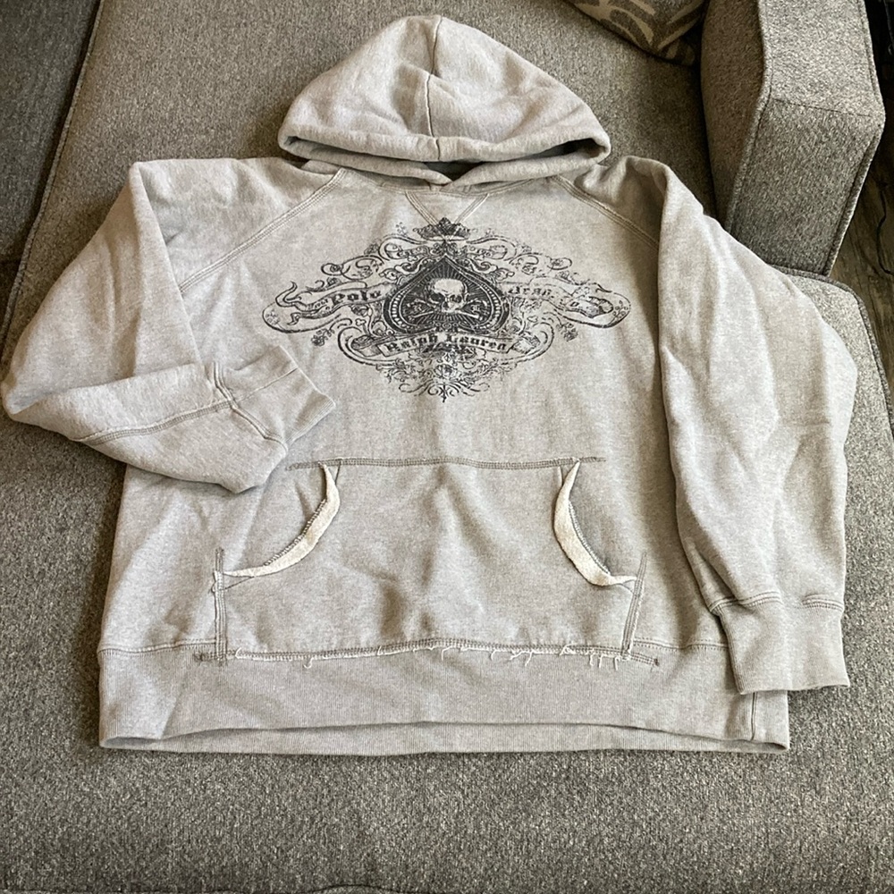 Polo by Ralph Lauren Light Gray Graphic Pullover Hoodie